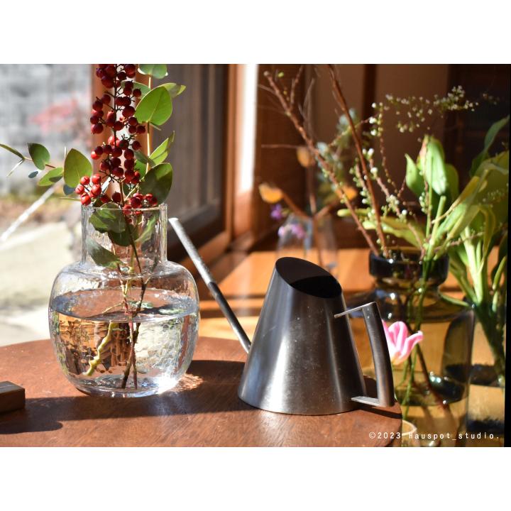 フラワーベース ガラス おしゃれ 青 クリアLサイズ：約12.6cm丸×高さ