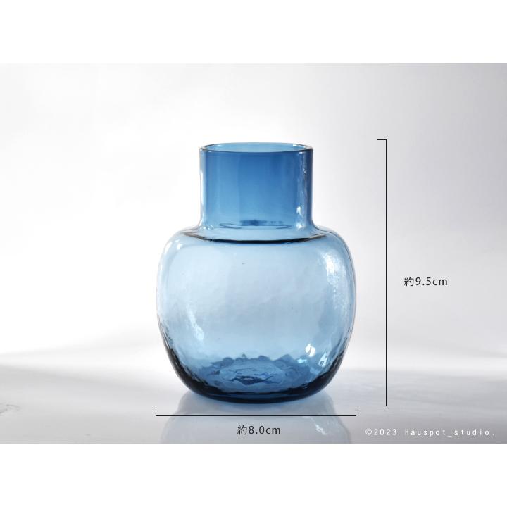 花瓶 一輪挿し おしゃれ 青 クリアSサイズ：約8.0cm丸×高さ9.5cm（口径