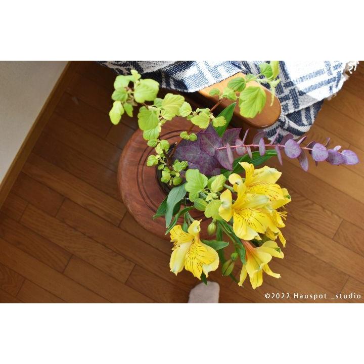 花瓶 ストライプデザイン おしゃれ カラーガラス Lサイズ：直径8.0cm