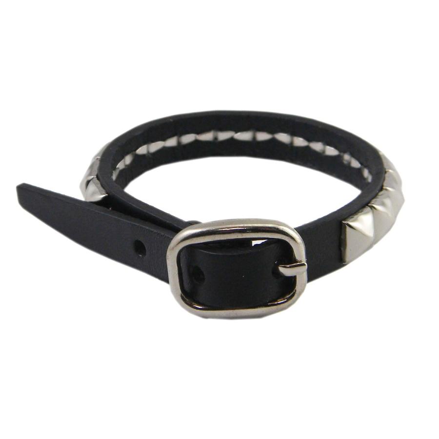 スタッズ ブレスレット本革 鋲細一連 パンク ロック ファッション