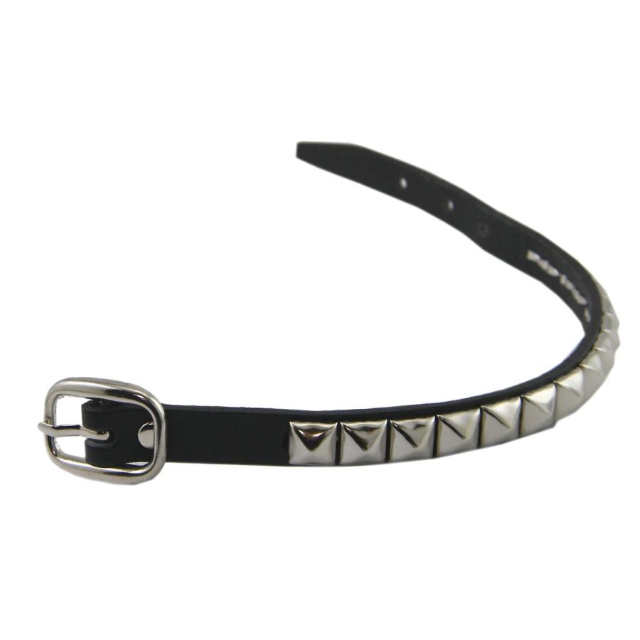 スタッズ ブレスレット本革 鋲細一連 パンク ロック ファッション