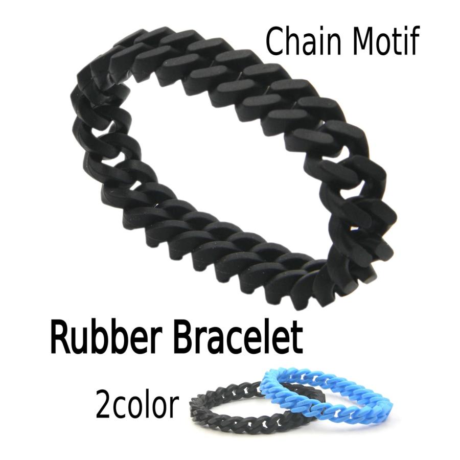 ラバー ブレスレット バングル ブラック喜平チェーン/メール便可
