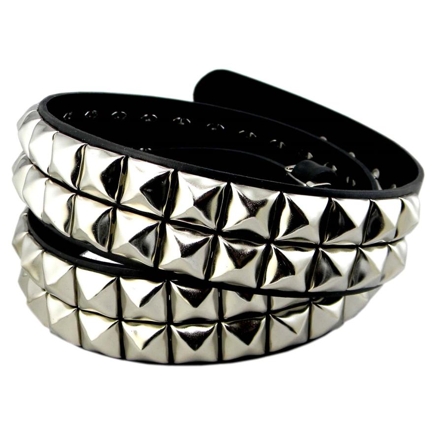 スタッズベルト 本革ベルトレザー ニ連ピラミッド鋲/送料無料 : HAVANA