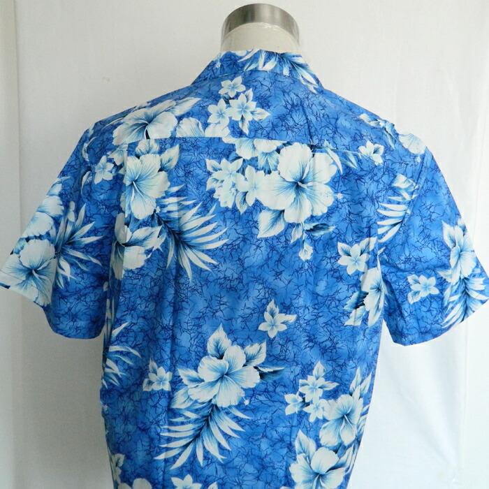 30844　ハワイ製　メンズ　アロハシャツ　青 ブルー（ファッション） アロハシャツ メンズ ハワイ TWO PARMS