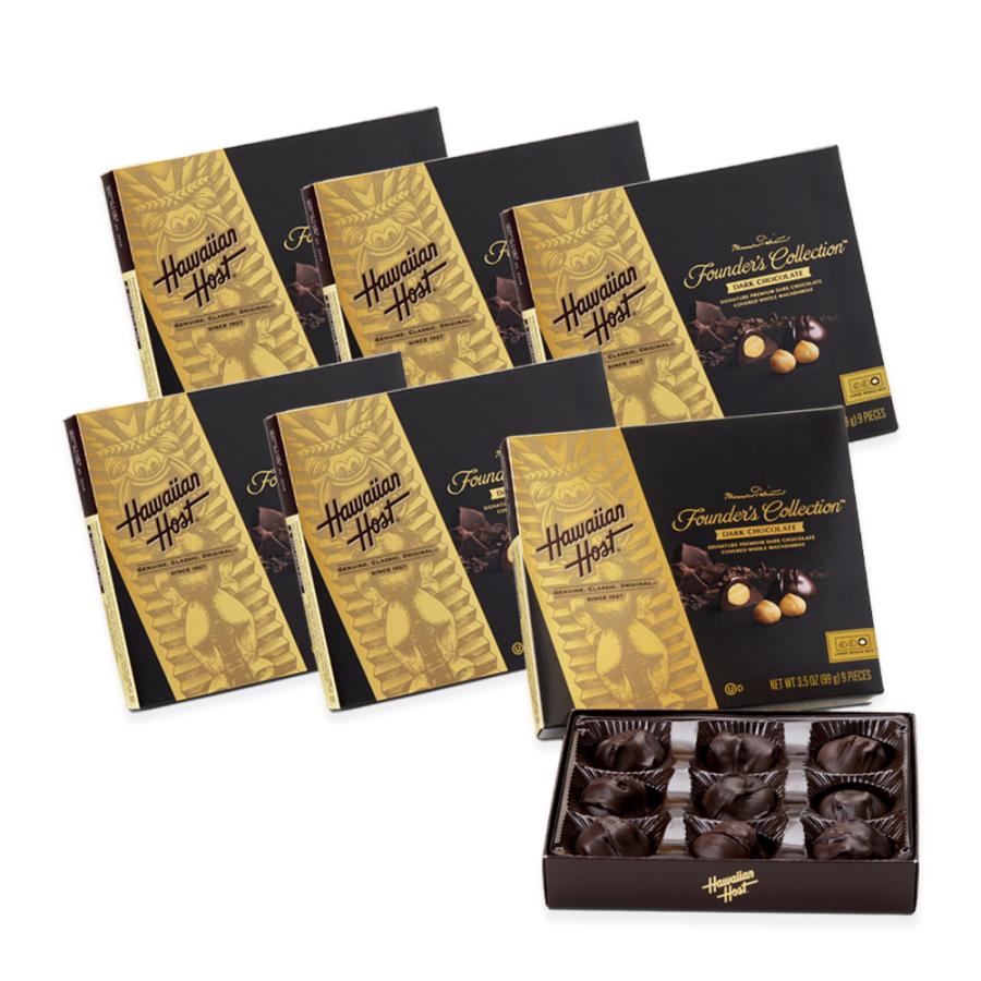 ハワイお土産 マカダミアナッツダークチョコレート9粒入り 6箱セット