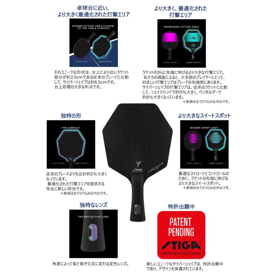 スティガ STIGA サイバーシェイプ カーボン PEN 中国式ペンホルダーラケット インナータイプ JTTA 日本卓球協会 公認 六角形 スイートスポット 部活動_2