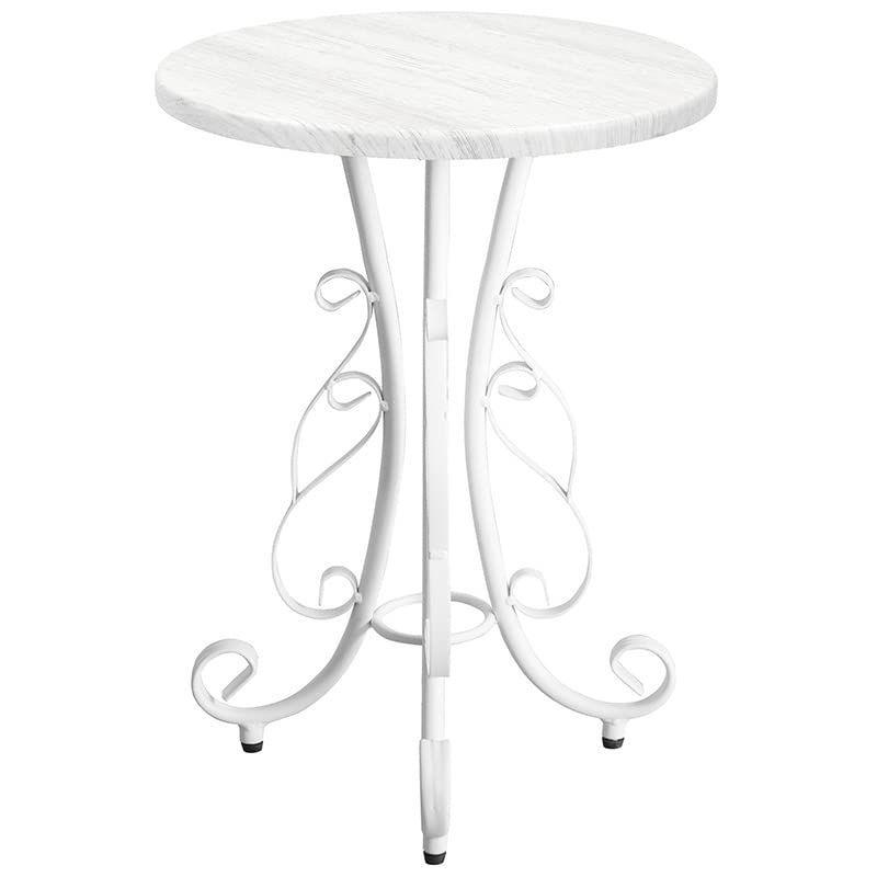 曲線が美しいロートアイアンデザインが目を引く のあるサイドテーブル『Celestia（セレスティア）』ST-400_WH ホワイト 宮武製作