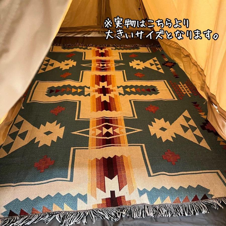 Rumpl アウトドアブランケットペンドルトン風/130×180cm アウトドア キャンプ ブランケット ラグマットペンドルトン風民族柄 青