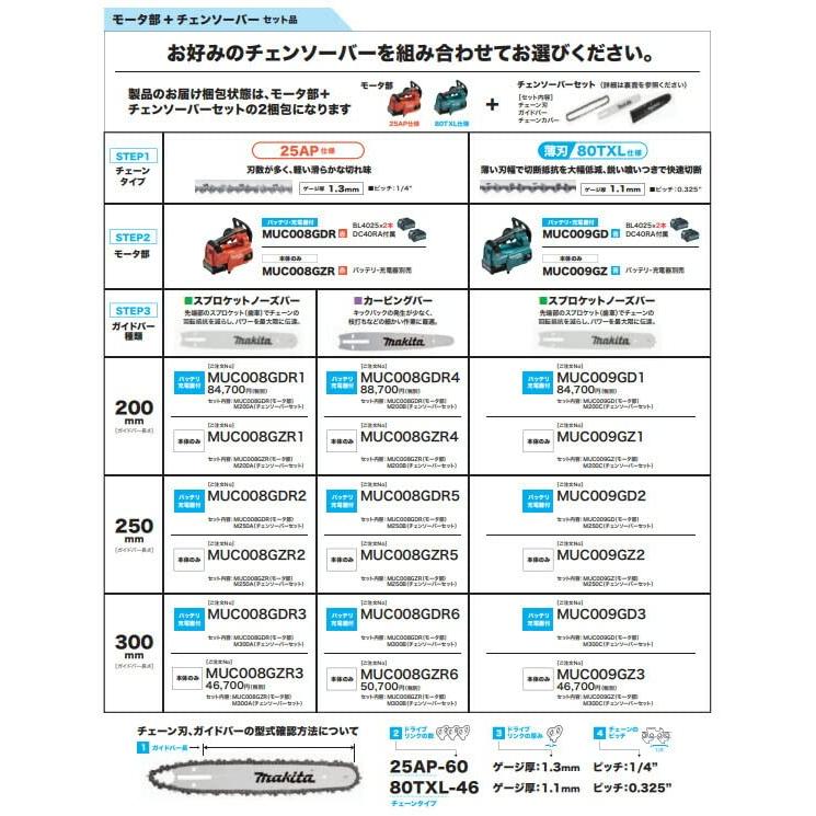 マキタ 充電式チェンソー ［チェーンタイプ 25AP］MUC008GZR1 本体のみ 赤 (バッテリ・充電器別売) 40Vmax ガイドバー長さ 200mm｜hayakana｜06