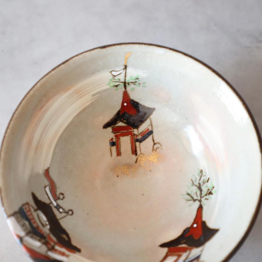 京焼　与し三作　浅見与し三　京都　粉引　片口　茶碗　木箱入　茶道　茶道具 京焼清水焼 平抹茶茶碗 浅見与し三作 刷毛目 祇園会 祇園祭 鉾