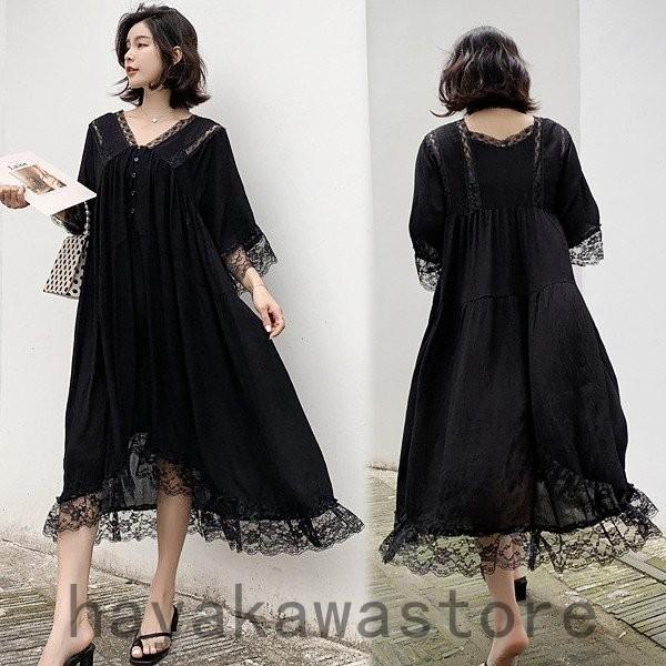 激安正規品 ロングワンピース 大きいサイズ レース 夏 きれいめ 40代 レディース ワンピース オシャレ黒ワンピース 部屋着 フレアワンピース Aライン ｖネック ワンピース Www We Job Com