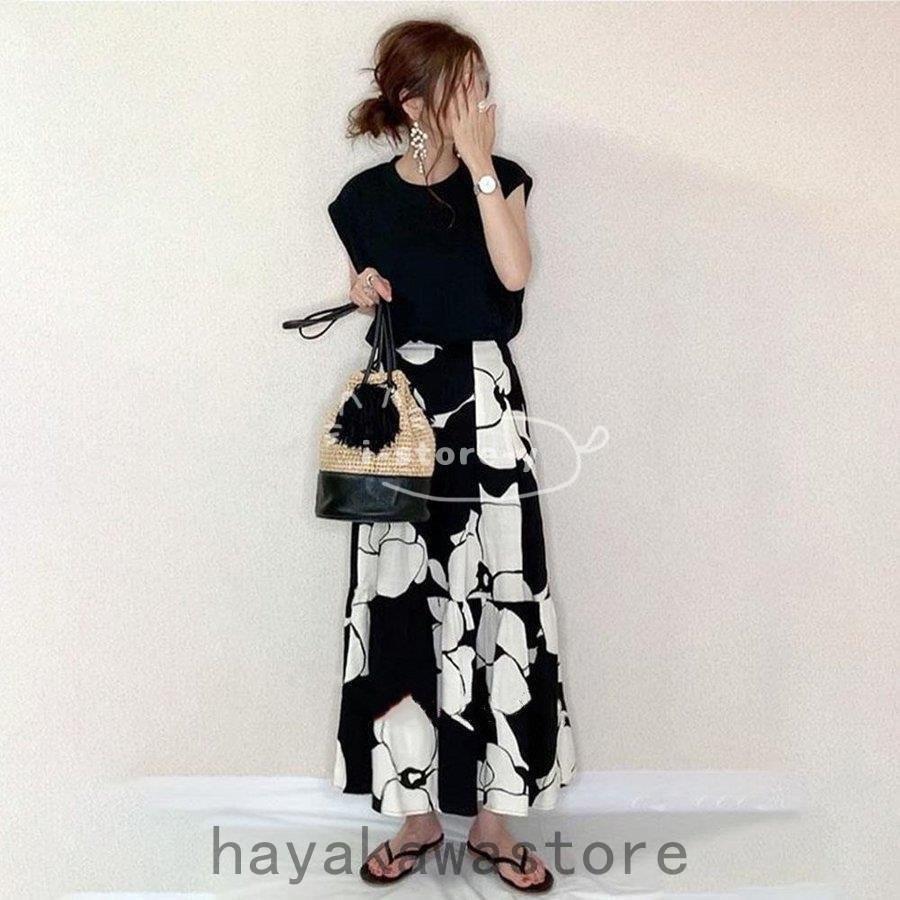 新商品 新型 セットアップ レディース 夏 40代 ロング丈 半袖 Tシャツワンピース 上下セット 韓国風 ワンピース お洒落 通勤 30代 大きいサイズ 着痩せ Honeymoon Style