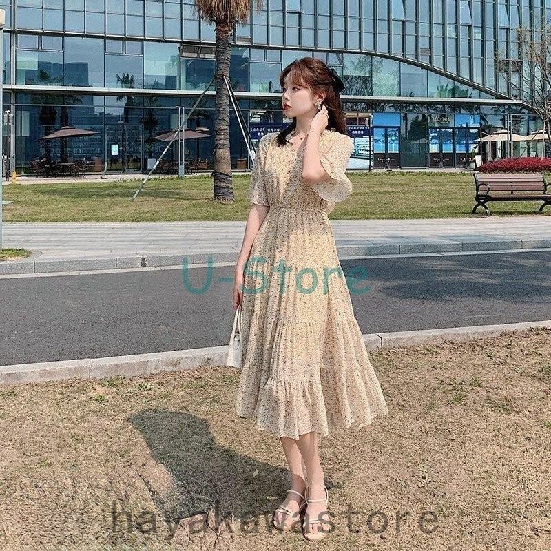 Aラインワンピース レディース 半袖 夏コーデ 春 夏 膝丈 ミディアムワンピース カジュアル 着痩せ レトロ きれいめ 韓国風 シフォン ひざ丈 代 30代 40代 １着でも送料無料