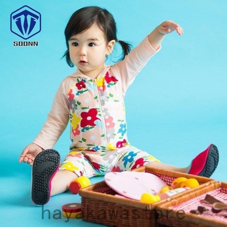 新品 正規品 ベビー水着 水着 Kids 女の子 ロンパース 長袖 オールインワン みずぎ 赤ちゃん スイムウェア Uv対策 日焼け止め 子ども水着 スクール ビーチ 海水浴 Commerces Boutique