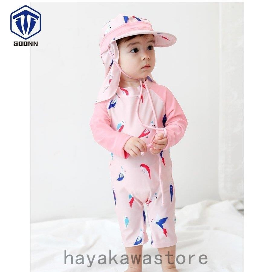 特価ブランド ベビー水着 水着 Kids 女の子 ロンパース 長袖 オールインワン みずぎ 赤ちゃん スイムウェア Uv対策 日焼け止め 子ども水着 スクール ビーチ 海水浴 帽子付き Simbcity Net