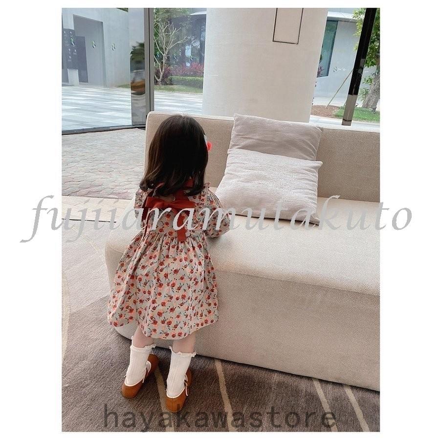 子供服 ワンピース ドレス 女の子 長袖 花柄ワンピース 膝丈ワンピース カジュアル おしゃれ 可愛い 通学 小学生 発表会 卒園式 卒業式 入学式 七五三 新発売