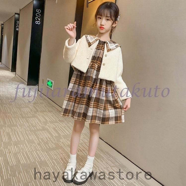 子供服 セットアップ 女の子 長袖 春秋 秋着 上下セット 韓国子供服 キッズ ジュニア トップス 丸首 スカート 膝上丈 可愛い おしゃれ 通学着 新品 中古