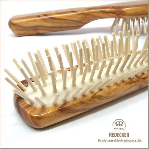 REDECKER　マッサージヘアブラシ　オリーブウッド ストレートピン スクエア REDECKER（レデッカー） ウッドピンブラシ (オリーブウッド ストレート