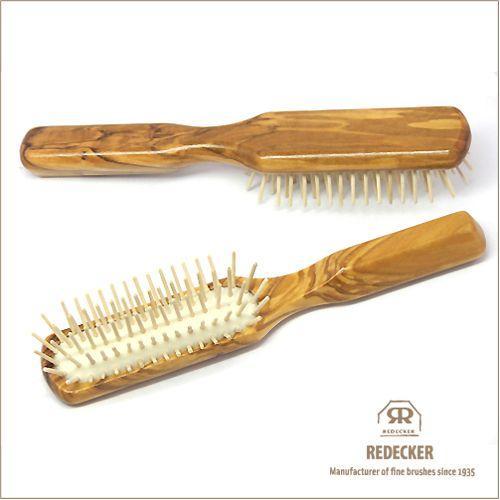REDECKER　マッサージヘアブラシ　オリーブウッド ストレートピン スクエア REDECKER（レデッカー） ウッドピンブラシ (オリーブウッド ストレート