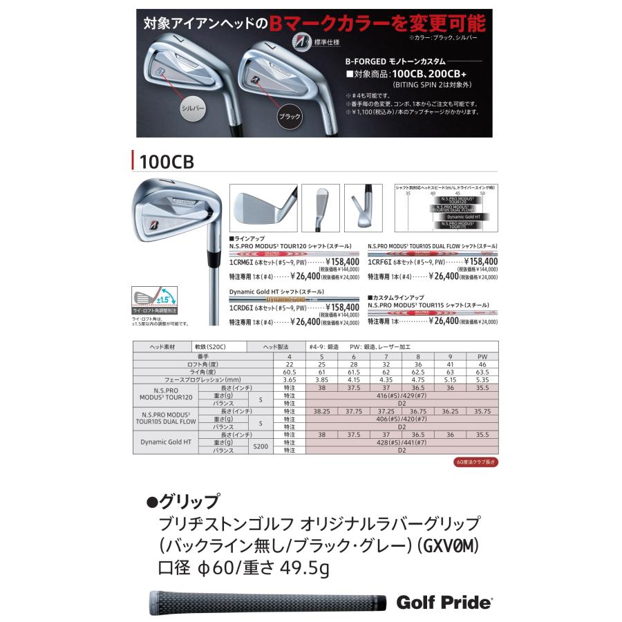 BRIDGESTONE GOLF ブリヂストン 100CB アイアン 5本セット (#6-PW