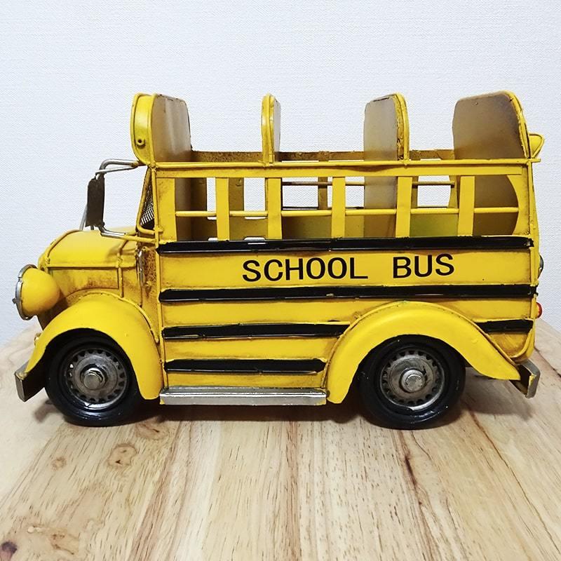 ビンテージカー スクールバス ブリキ 収納オブジェ リモコンラック