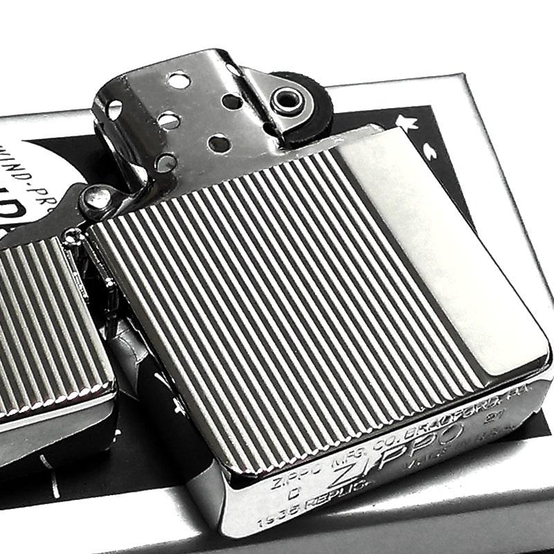 レプリカ ZIPPO 1935 復刻 ダイヤカットライン ストライプ シルバー