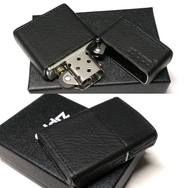 ZIPPO（ジッポー） ライター 本革巻き ジッポ ロゴ ブラック レザー 黒 