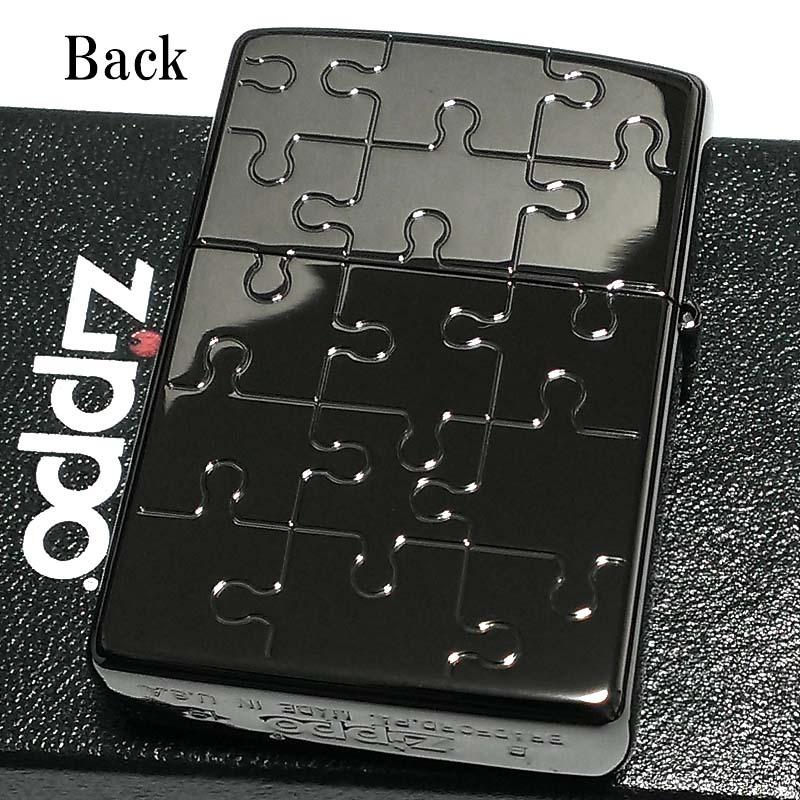 ZIPPO ライター シェルパズル ジッポ ブラックニッケル＆イエローシェル 天然貝象嵌 シェルインレイ 両面加工 黒 メンズ プレゼント