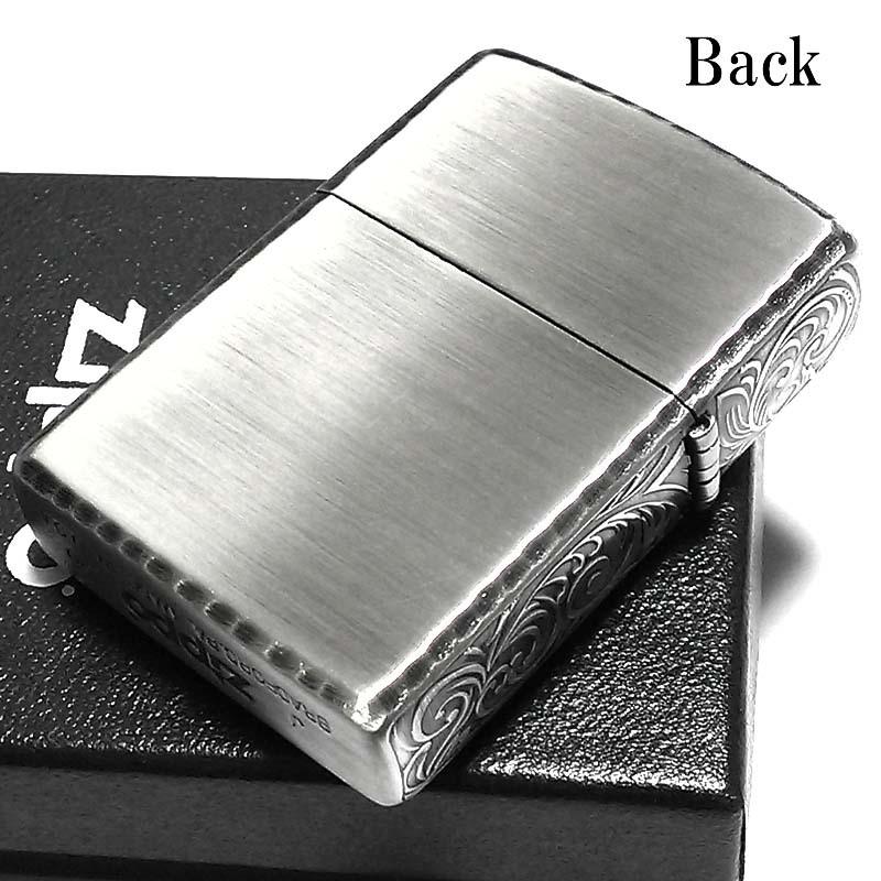 Zippo ライター 銀いぶしメッキ　リューター彫刻両面　新品未使用　オマケ付 ZIPPO 名入れ ライタージッポー ARMOR アーマー エッチング 三面