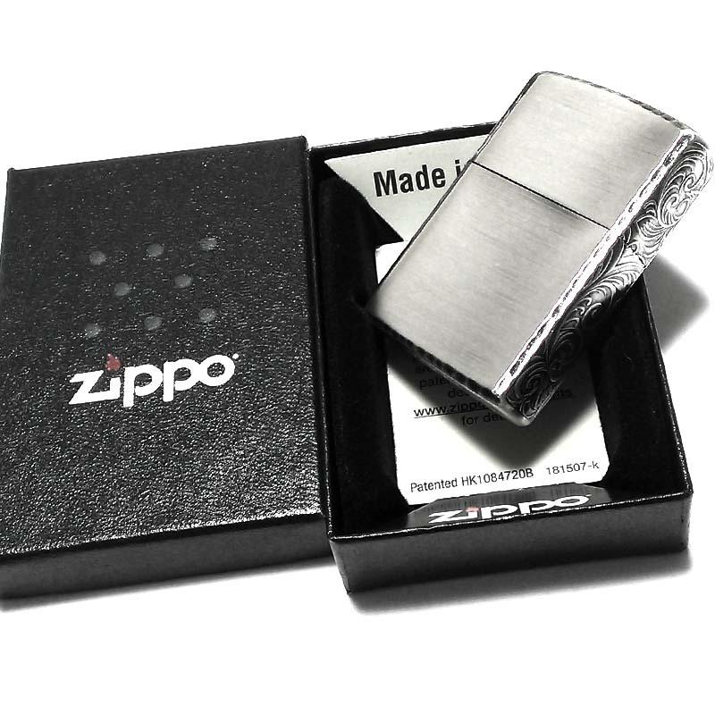 ZIPPO ライター 3面アラベスク アンティークシルバー コーナー