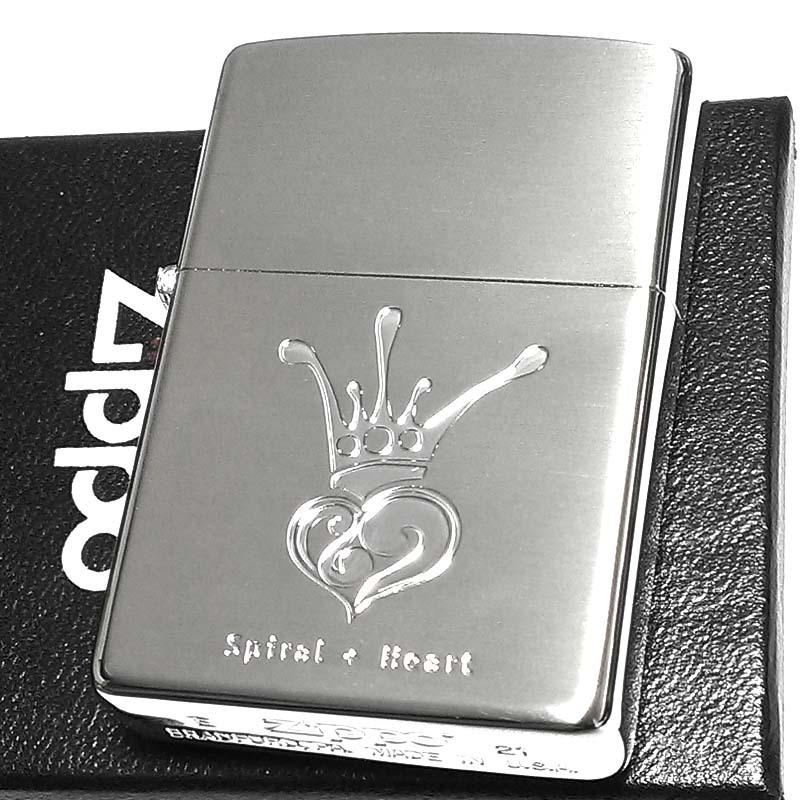 ZIPPO ライター スパイラルハート クラウン ジッポ 可愛い シルバー