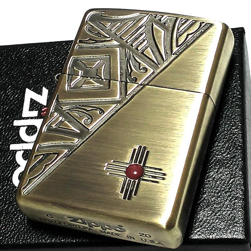 ZIPPO ライター ネイティブアメリカン お守り ジッポ ブラス 彫刻 
