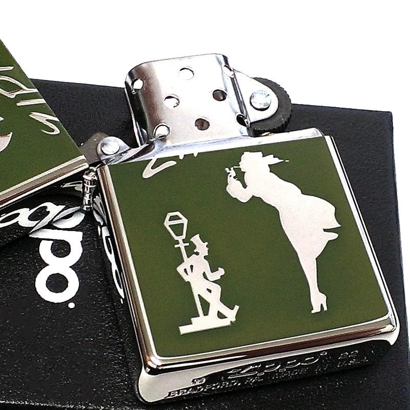 ZIPPO ライター ウィンディ ガール ドランク Windy ジッポ カーキ 炎 ギフト シルバー メンズ  レディースの画像