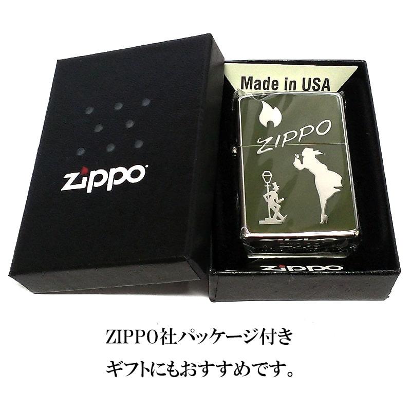 ZIPPO ライター ウィンディ ガール ドランク Windy ジッポ カーキ 炎 ギフト シルバー メンズ  レディースの画像