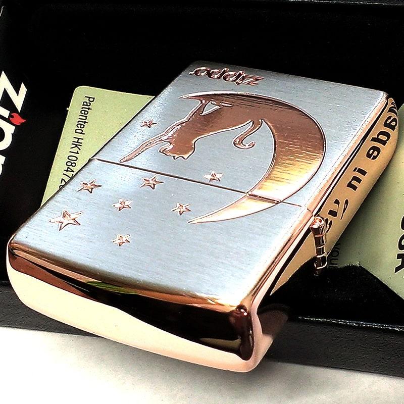 ZIPPO（ジッポー） ライター 月とネコ ジッポ ロゴ 可愛い シルバー 