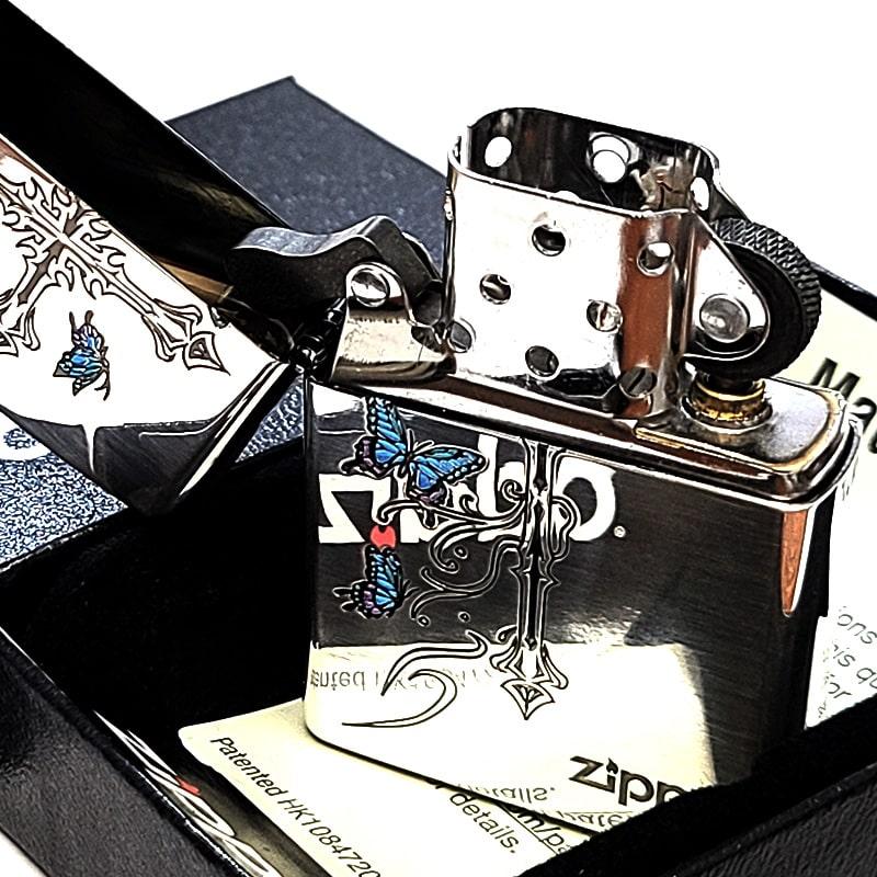 ZIPPO silver 十字架 スカル 蝶々 写真を追加 ZIPPO（ジッポー） バタフライ クロス ジッポ ライター ロゴ おしゃれ