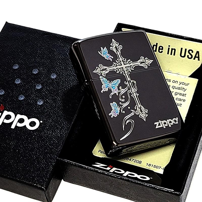 ZIPPO 十字架 バタフライ クロス ジッポ ライター ブラック