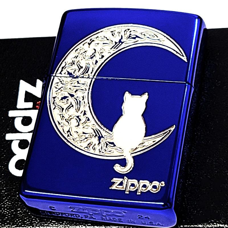 ZIPPO CAT & THE MOON ジッポ ライター ねこ ブルー 可愛い 猫