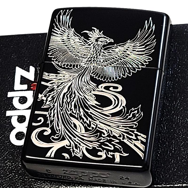 ZIPPO（ジッポー） ライター かっこいい 和柄 鳳凰 マットブラック