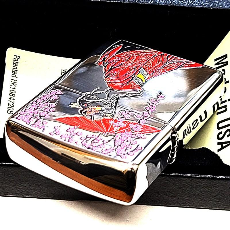 ZIPPO（ジッポー） ライター 芸者 紅色 和柄 ジッポ おしゃれ 枝垂桜