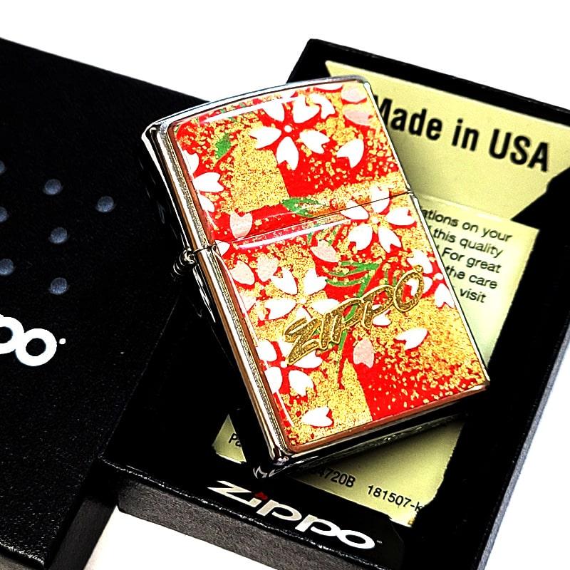 ZIPPO（ジッポー） ライター 桜 和柄 ジッポ ロゴ 友禅和紙 赤 綺麗