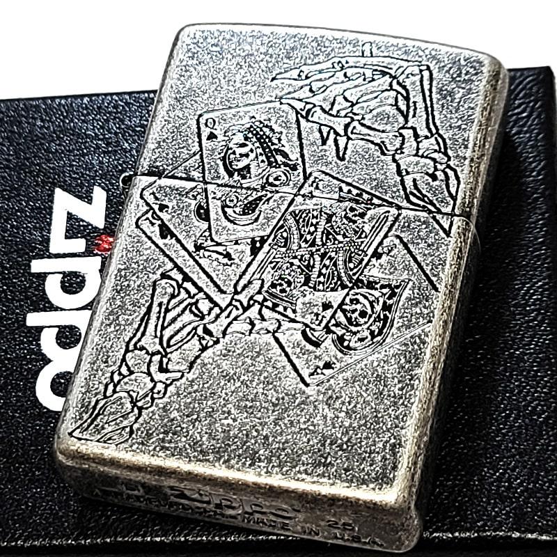 ZIPPO（ジッポー） アンティークポーカー トランプ 銀燻しバレル 