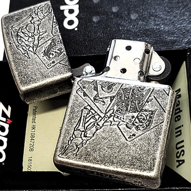 ZIPPO（ジッポー） アンティークポーカー トランプ 銀燻しバレル