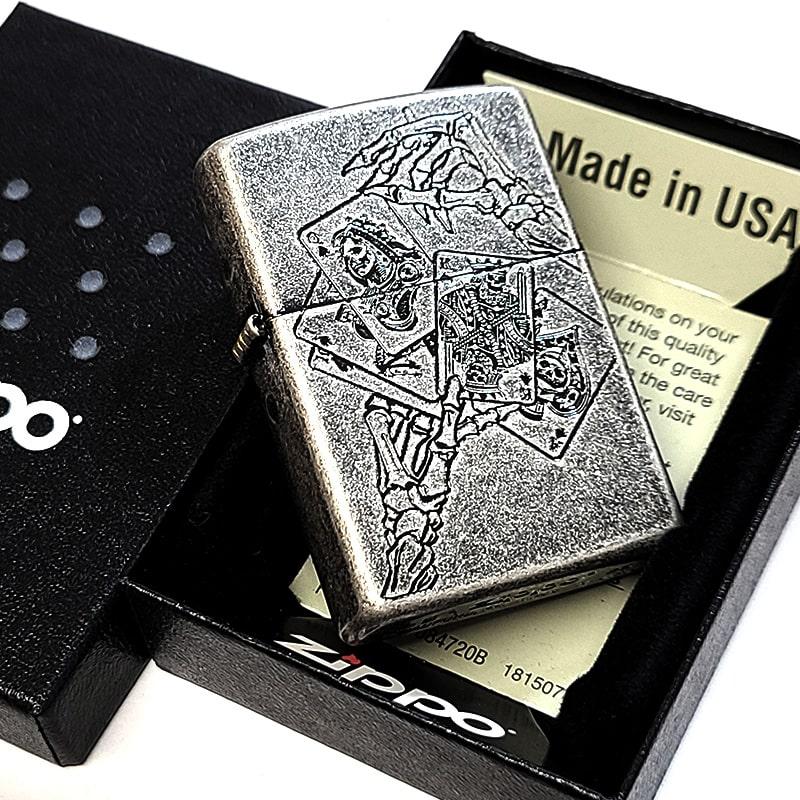 ZIPPO（ジッポー） アンティークポーカー トランプ 銀燻しバレル