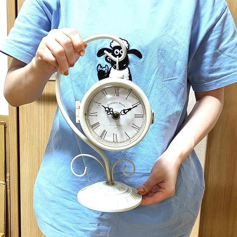 アメリカン レトロ 置時計 ステーションクロック 両面