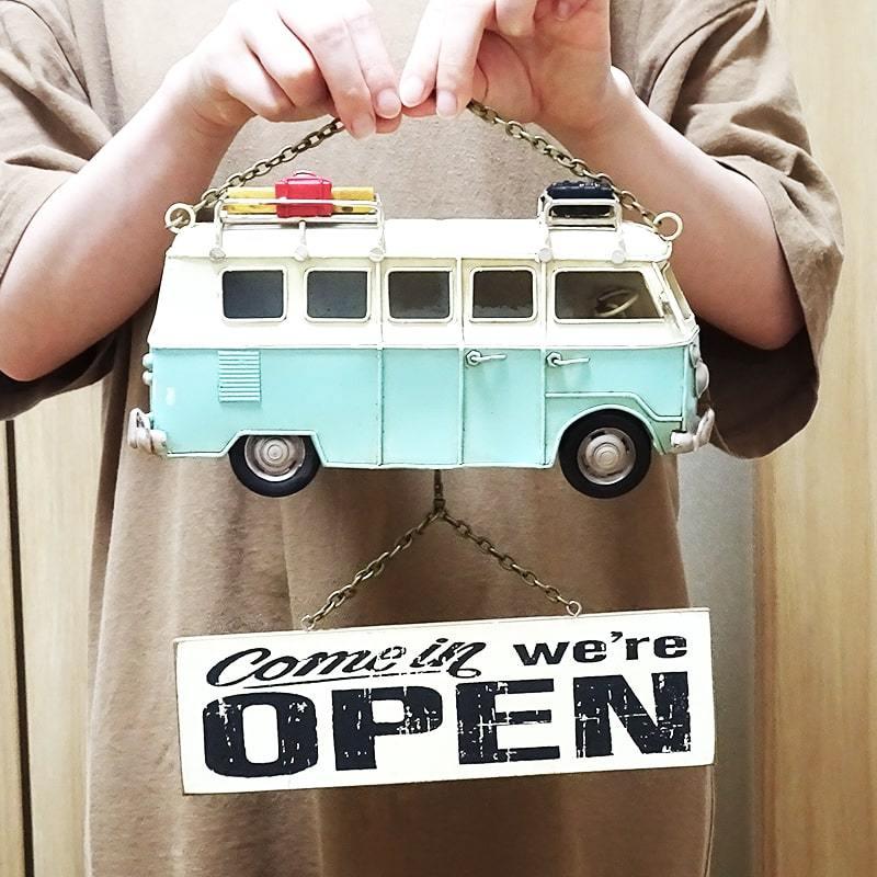 可愛らしい ワーゲンバス オープン看板 OPEN サインボード open 看板