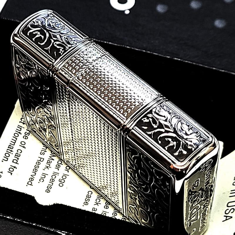 アラベスク彫刻 カスタム装飾モデル 観賞用 木製グリップ ZIPPO（ジッポー） アーマーアラベスク シルバー ジッポ ライター 彫刻