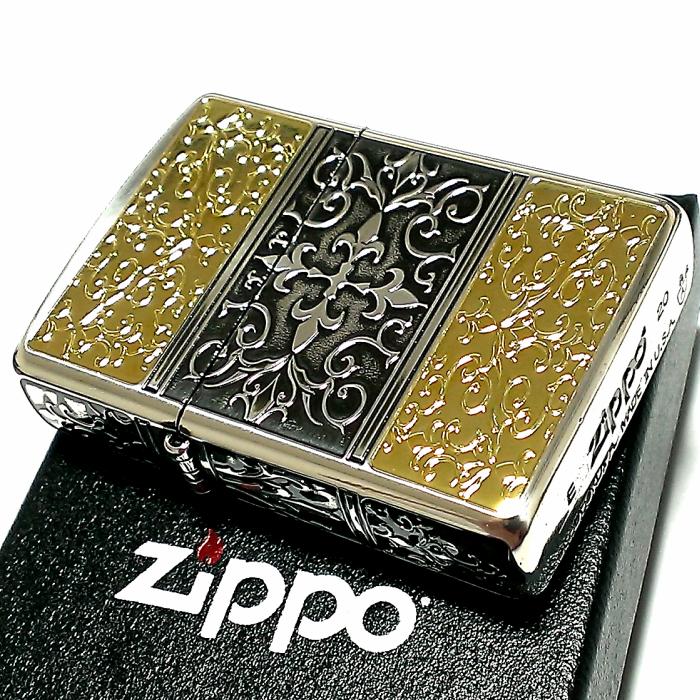 ZIPPO ライター アーマー 5面 アラベスク ジッポ シルバー＆ゴールド 