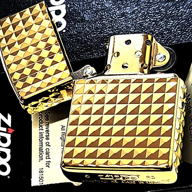 ZIPPO アーマー ダイヤカット 彫刻 ジッポ ライター 4面加工 鏡面 