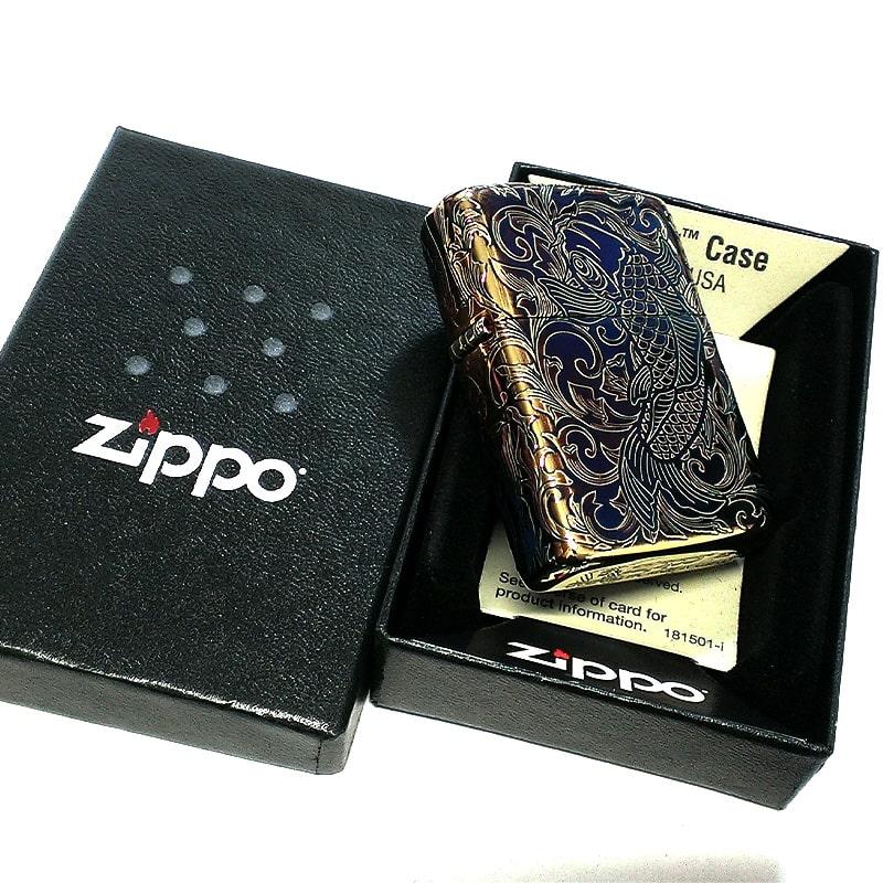 ZIPPO アーマー 昇鯉 アラベスク ジッポ ライター ゴールド 5面彫刻 金タンク 和柄 金メッキ いぶし仕上げ メンズ ギフト プレゼント｜hayamipro｜09